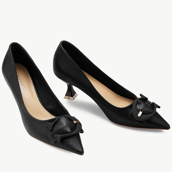 C Paravano Shoes Women C Buckled Pumps Black Slip On Heels Size 36 fit 5.5US - Picture 6 of 11